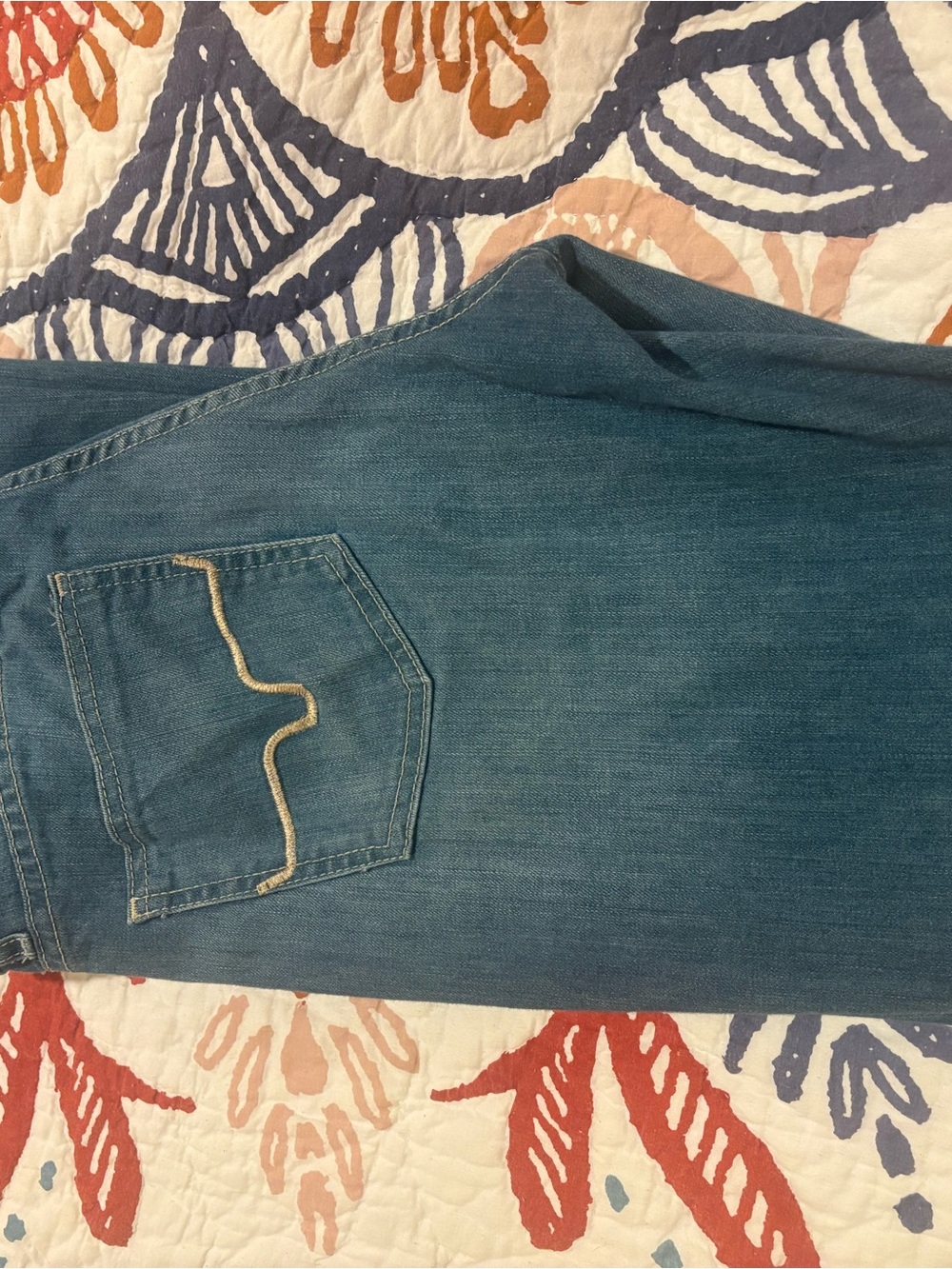 Kimes Ranch Women's Boot Cut Jeans in Medium Blue with Tan Stitching